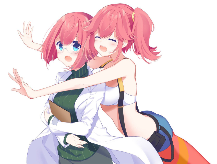 aina_ardebit, blush, bob_cut, clipboard, closed_eyes, glasses, gloves, heris_ardebit