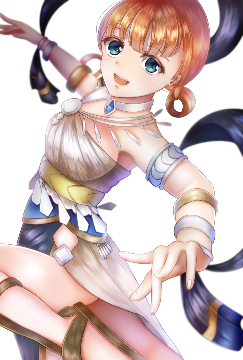 1girl, alternate_costume, annette_fantine_dominique, blue_eyes, blush, bracelet, dancer, fire_emblem