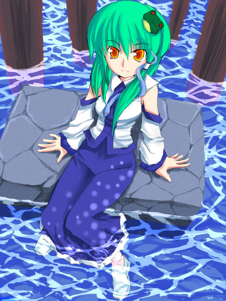 japanese_clothes, kochiya_sanae, long_hair, long_skirt, miko, sitting, skirt, taiti