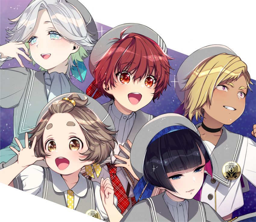 1boy, black_hair, blonde_hair, blue_eyes, brown_eyes, dark_skin, dark_skinned_male, full_body