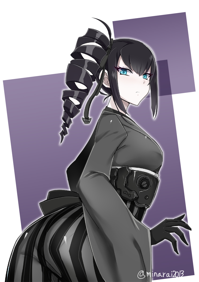 1girl, anchor, ancient_destroyer_oni, blue_eyes, commentary_request, drill_hair, gloves, gradient