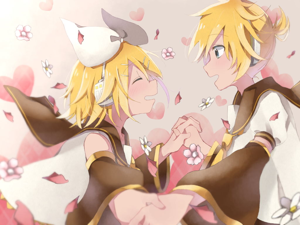 1boy, 1girl, arm_warmers, black_collar, blonde_hair, blue_eyes, blurry_foreground, blush