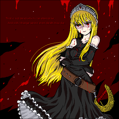 blonde_hair, kaibutsu_oujo, lilianne, sword, tiara, zhe_(artist)