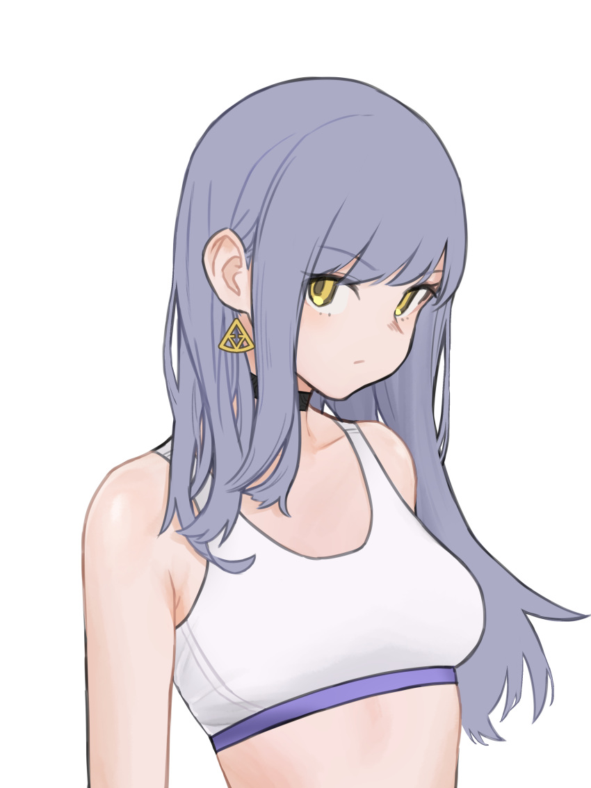 1girl, absurdres, bangs, bare_shoulders, blue_hair, bra, breasts, choker