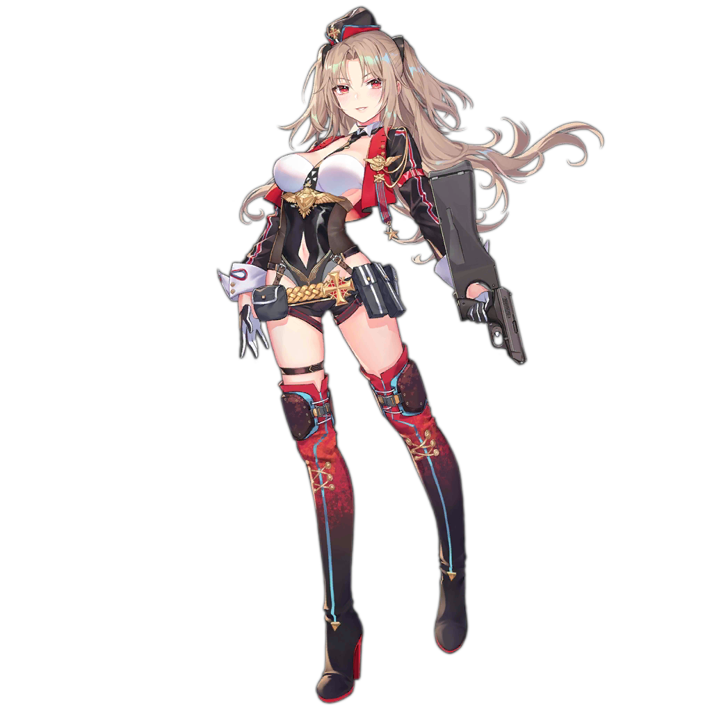 1girl, ammunition_pouch, bangs, belt, black_neckwear, black_shorts, blush, boots