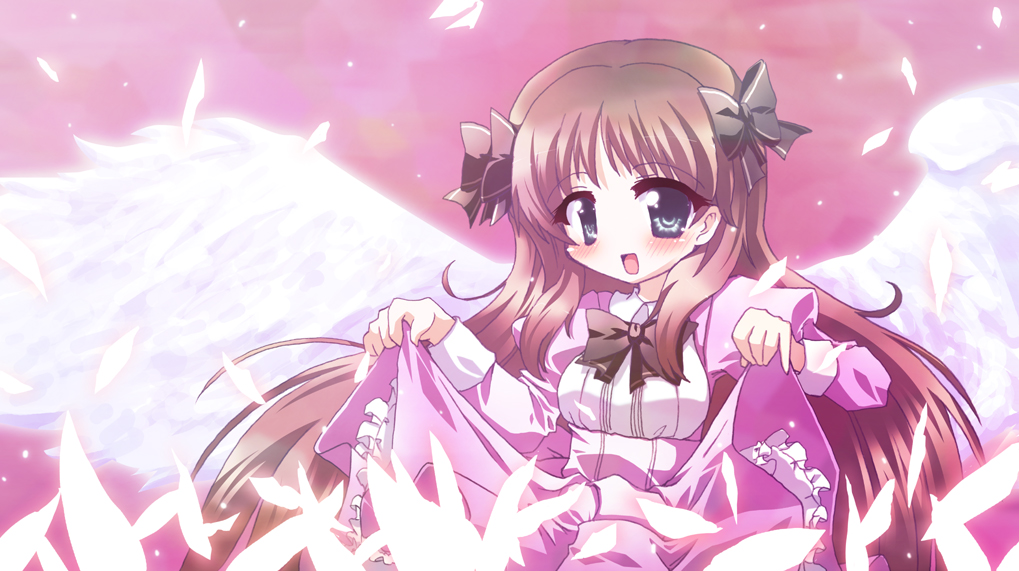 baby_princess, blue_eyes, blush, bow, brown_hair, curtsey, curtsy, dress