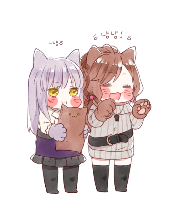 2girls, :3, :d, :i, =_=, animal_ears, bang_dream!, bangs
