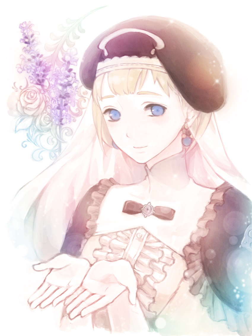 1girl, blonde_hair, blue_eyes, bow, bowtie, earrings, fire_emblem, fire_emblem:_three_houses