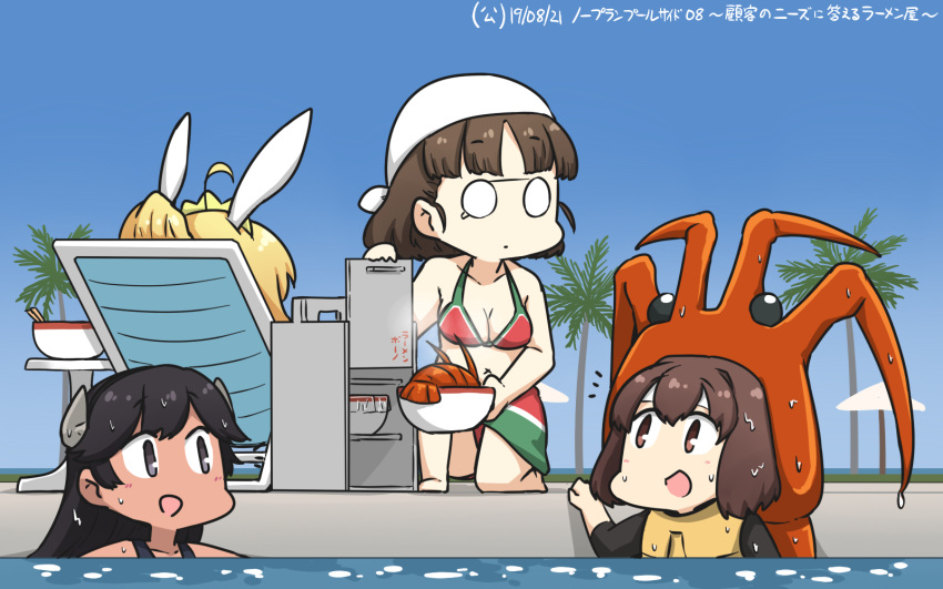 4girls, ahoge, animal_ears, artoria_pendragon_(all), artoria_pendragon_(swimsuit_ruler)_(fate), bandana, bangs, bikini