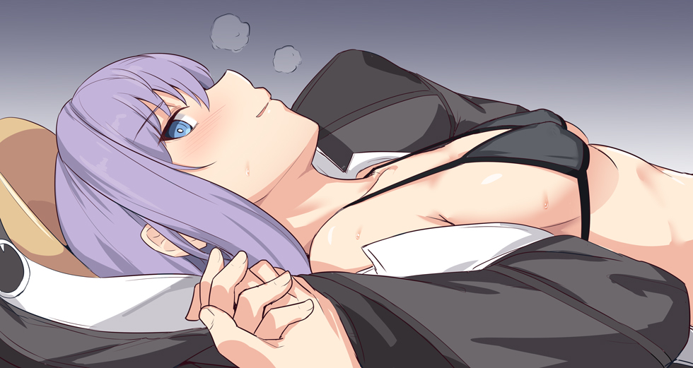 1girl, animal_costume, bangs, barefoot, bikini, black_bikini, blue_eyes, blush