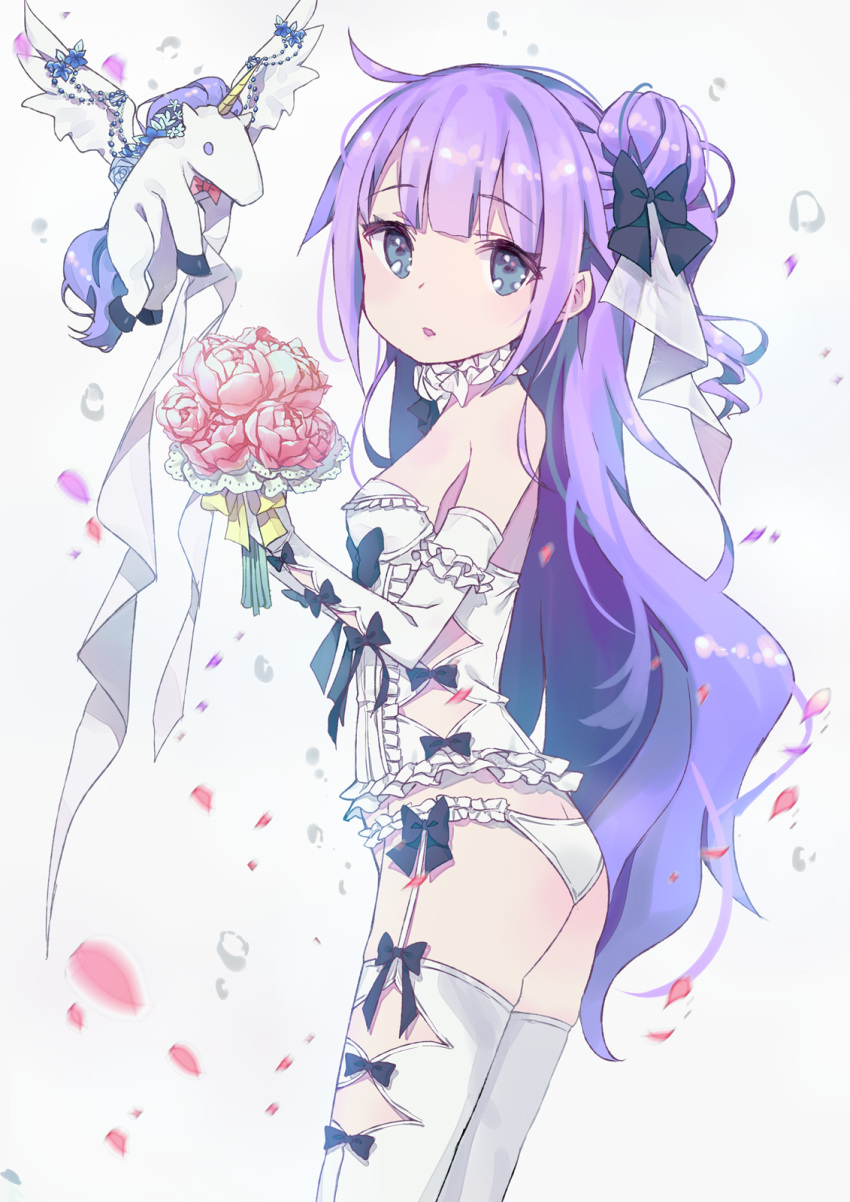 1girl, azur_lane, bare_shoulders, blue_eyes, commentary, doll, dress, eyebrows_visible_through_hair
