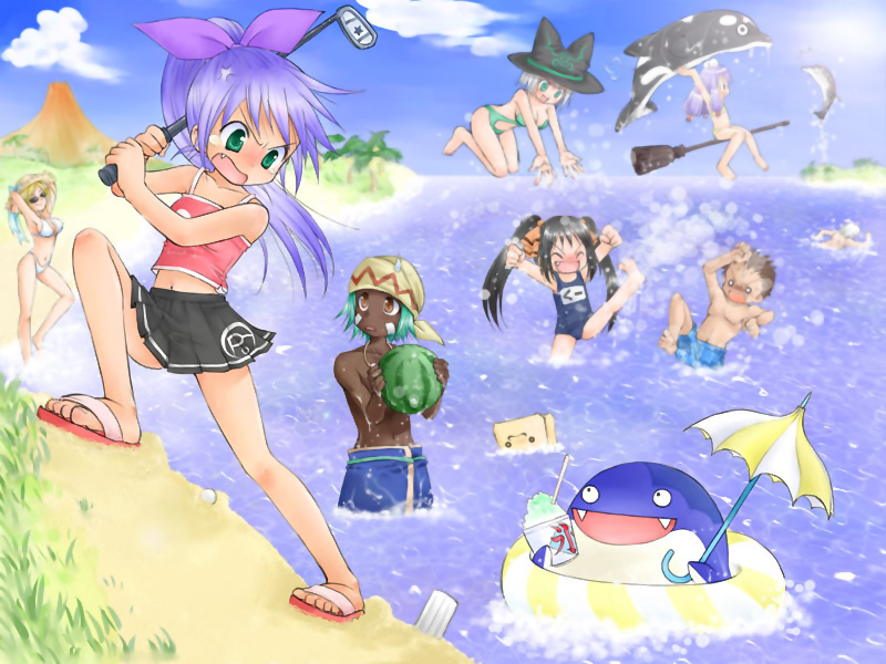 brie, cadie, cecilia, dolfini, green_eyes, hana, kooh, ocean