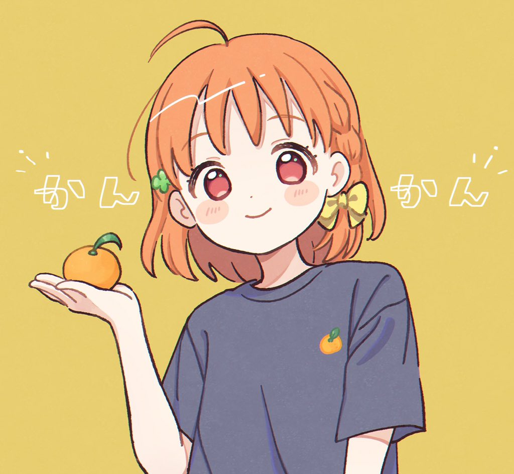1girl, ahoge, ascii_media_works, bangs, black_shirt, blush, blush_stickers, bow
