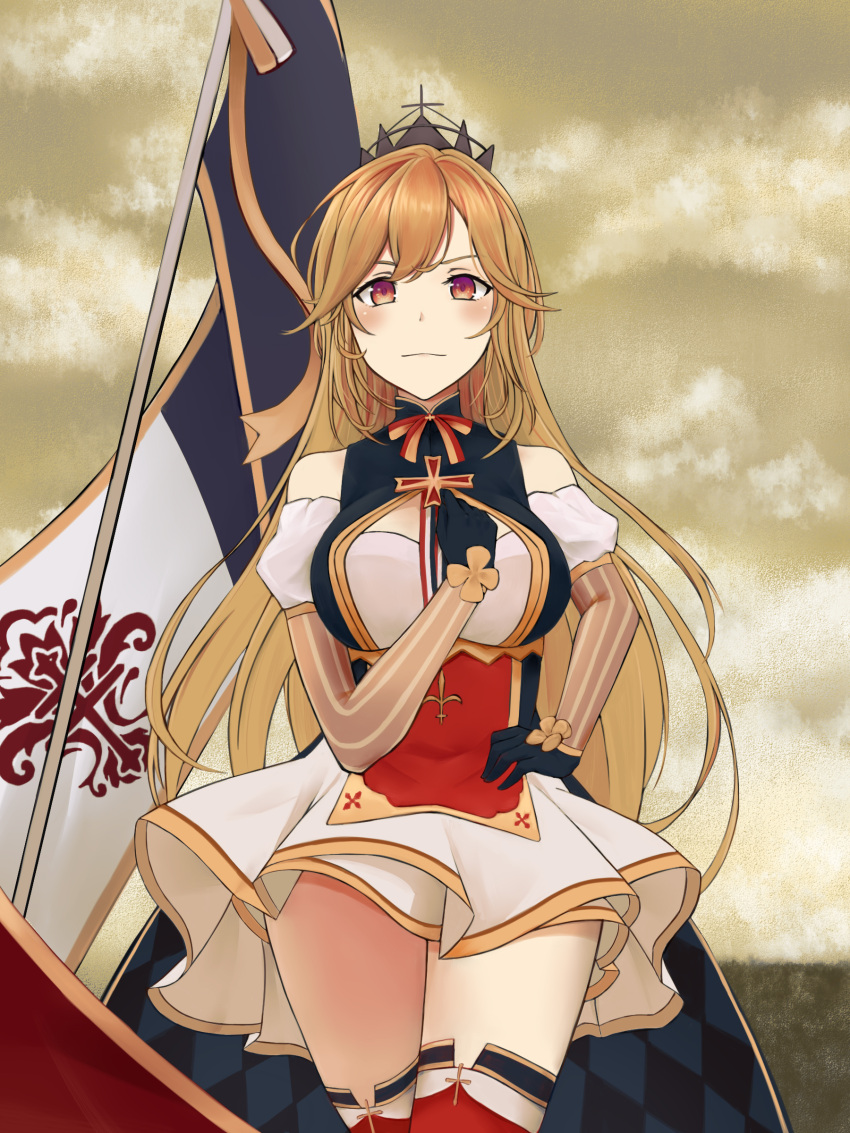 1girl, absurdres, azur_lane, bangs, bare_shoulders, black_gloves, blonde_hair, blush