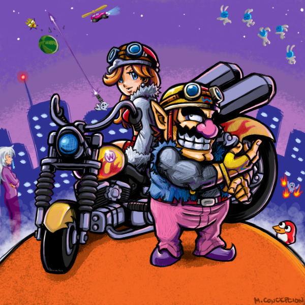 1boy, 1girl, alien_bunny, animal, artist_name, biker_clothes, bird, black_eyes