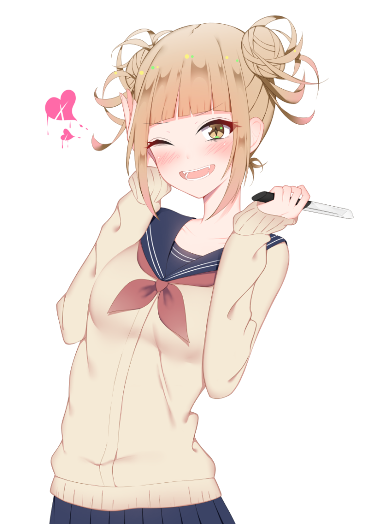 1girl, bangs, blonde_hair, blunt_bangs, blush, boku_no_hero_academia, breasts, cardigan