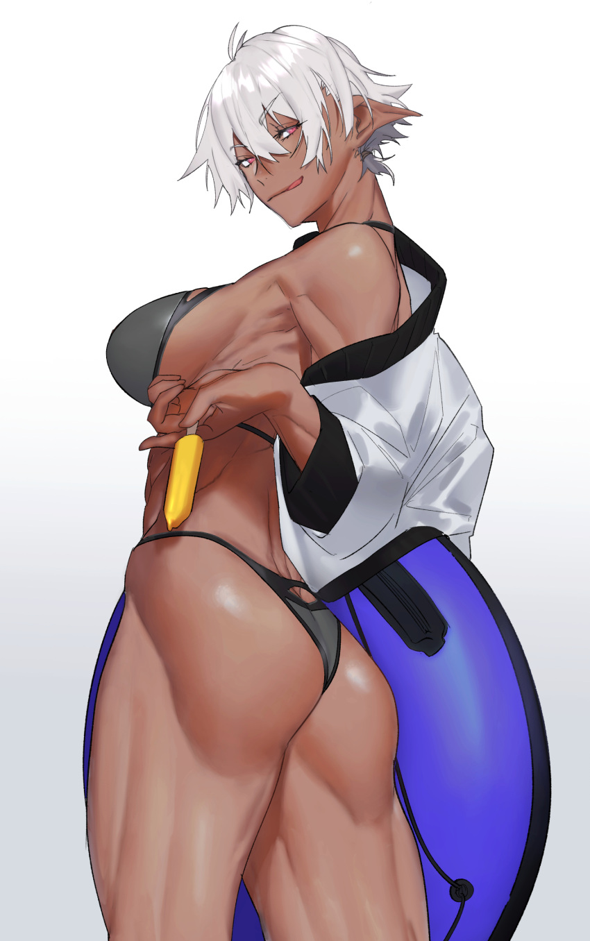 1girl, :q, abs, absurdres, ass, back, bare_shoulders, bikini