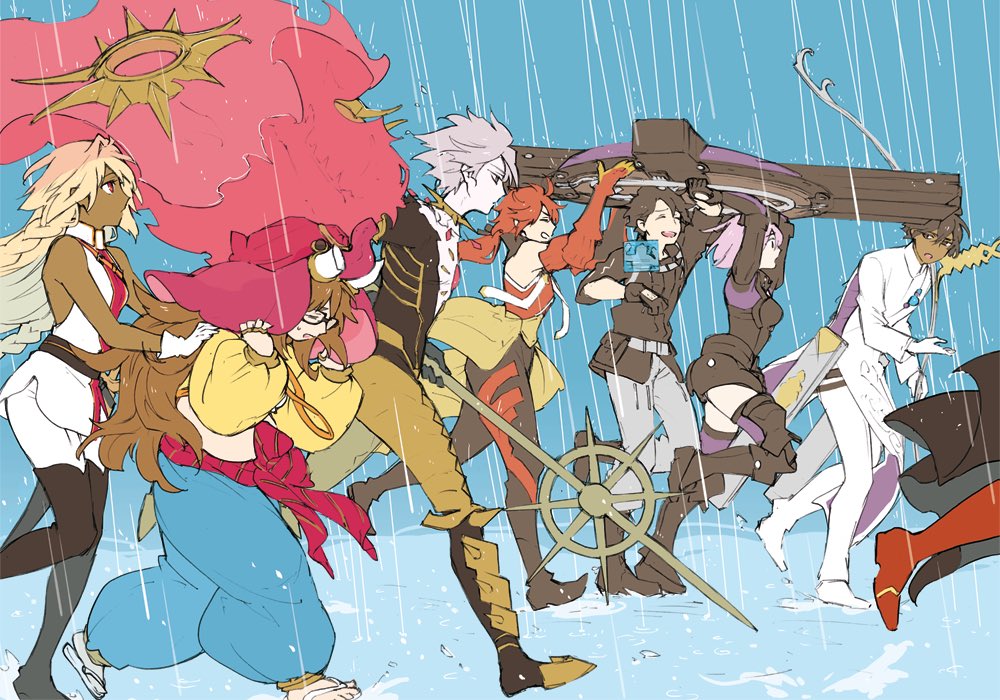 ahoge, arjuna_(fate/grand_order), ashwatthama_(fate/grand_order), baggy_pants, boots, bow_(weapon), braid, dark_skin
