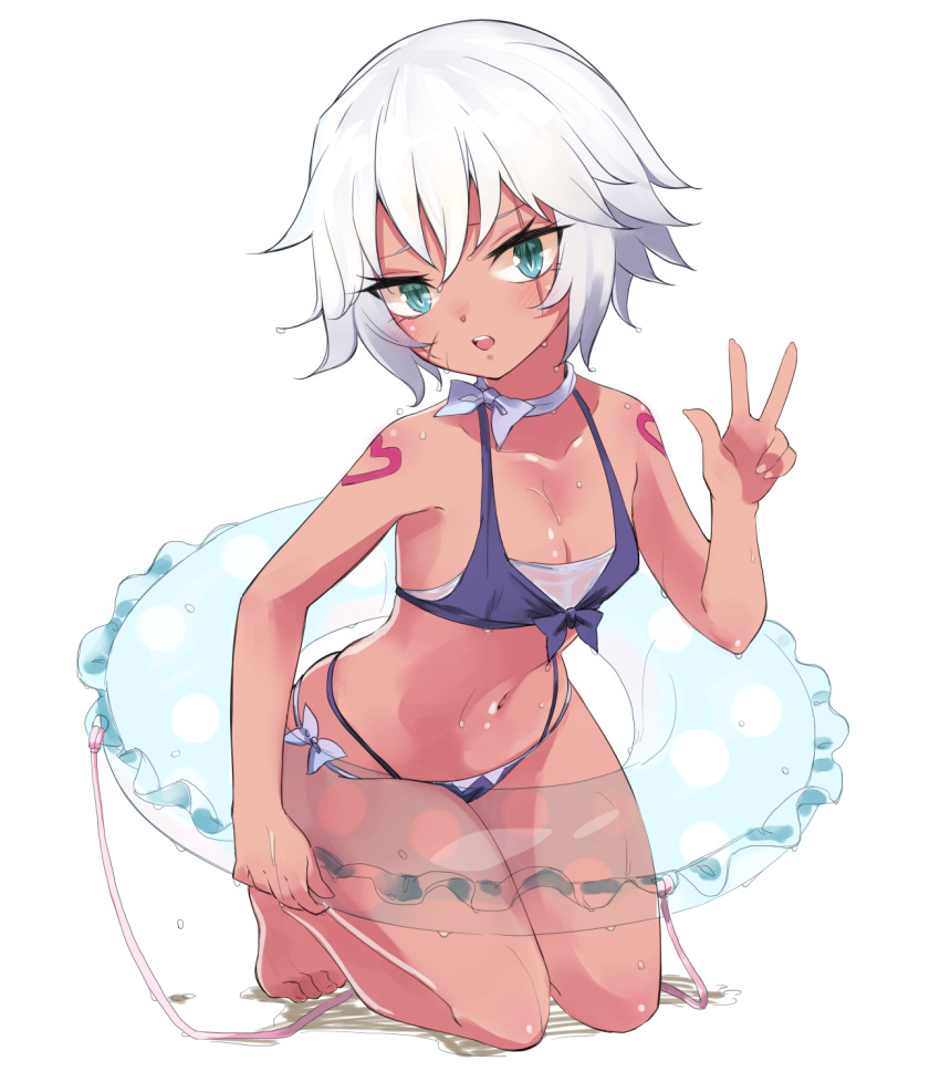 1girl, bangs, bare_shoulders, bikini, blue_bikini, blue_eyes, blush, bow