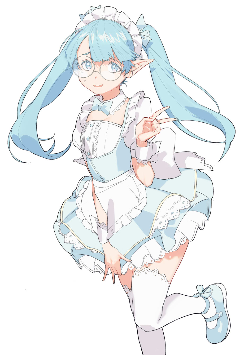 1boy, blue_bow, blue_eyes, blue_hair, bow, eyebrows_visible_through_hair, glasses, highres