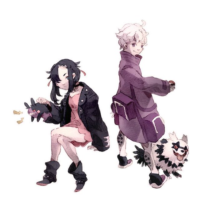 1boy, 1girl, angry, beet_(pokemon), black_hair, black_jacket, dark_persona, galar_form