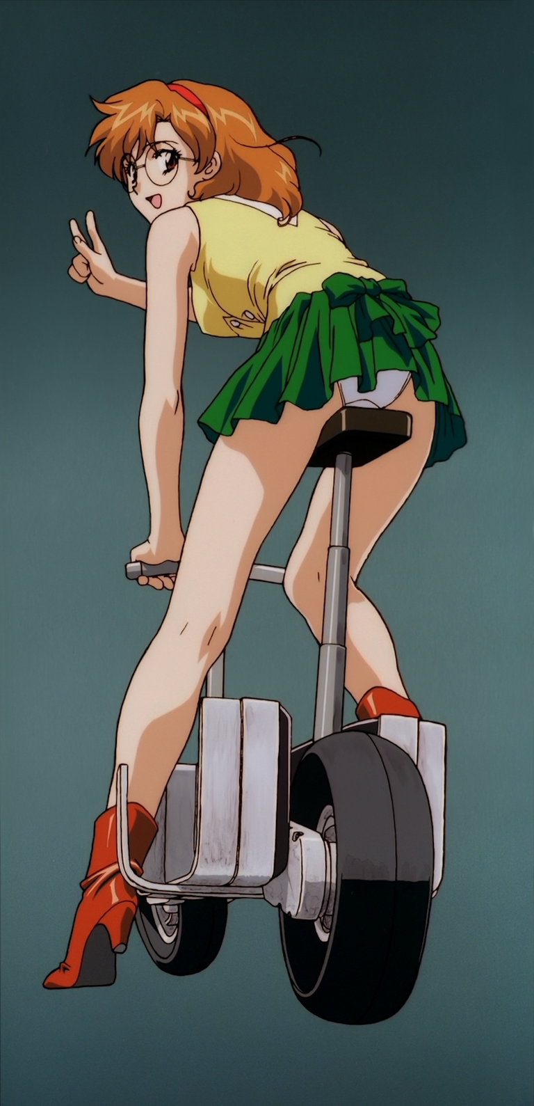 1girl, 90s, agent_aika, aida_rion, aika_(series), ass, bangs, bare_arms