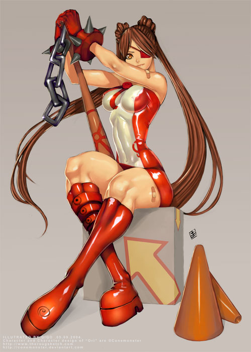 abs, bandage, bandages, baseball_bat, bat, boots, bracelet, breasts