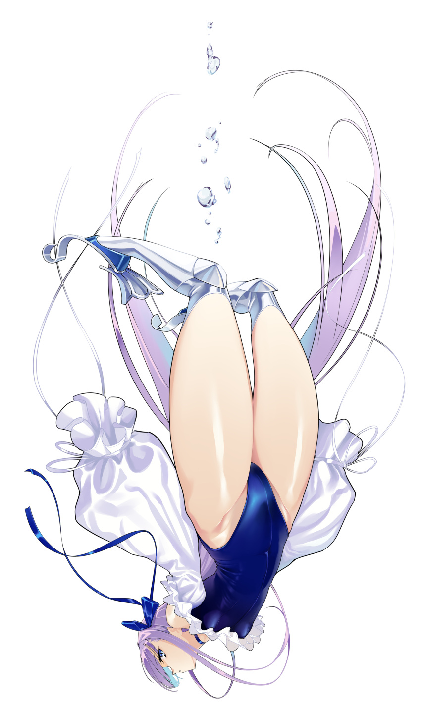 1girl, absurdres, blue_eyes, blue_ribbon, breasts, covered_navel, fate/grand_order, fate_(series)