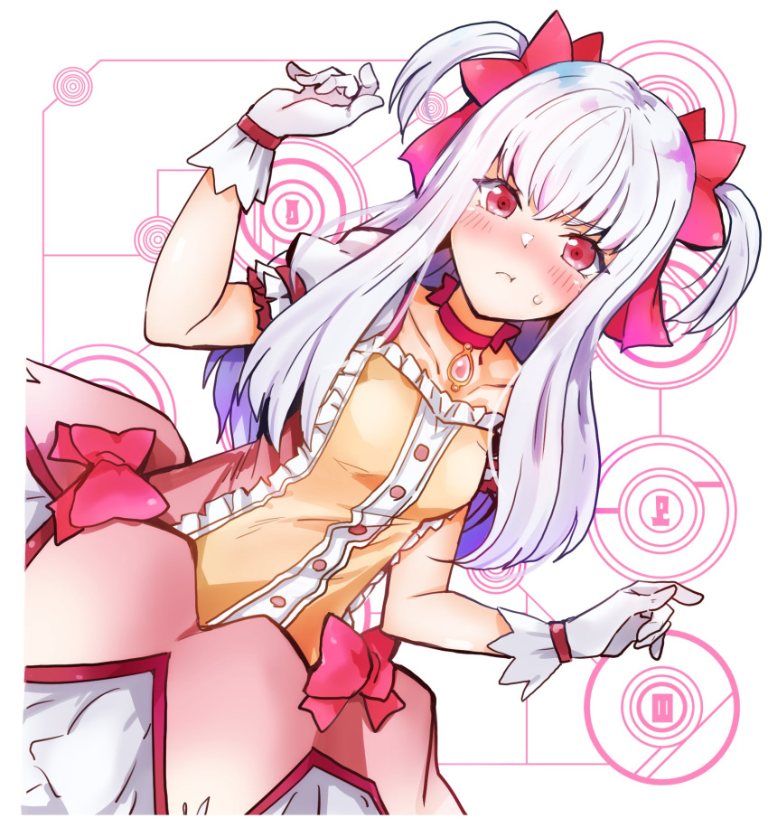 1girl, blush, bow, choker, closed_mouth, cosplay, fire_emblem, fire_emblem:_three_houses
