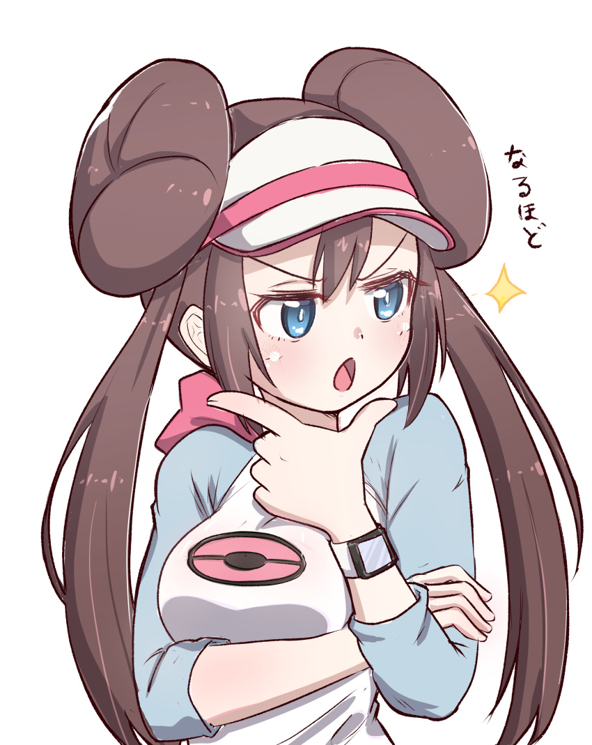 1girl, blue_eyes, brown_hair, commentary_request, double_bun, highres, long_hair, looking_to_the_side