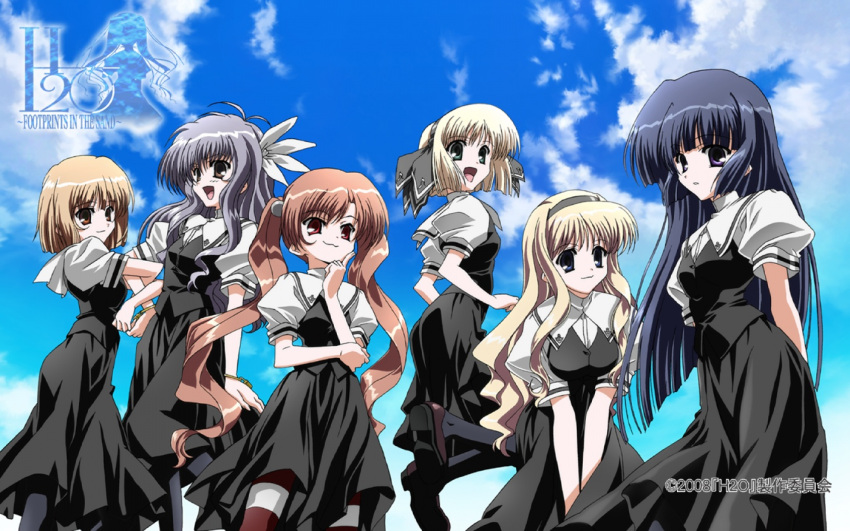 kagura_hinata, kohinata_hayami, kumon_maki, otoha, pantyhose, school_uniform, sky, tabata_yui