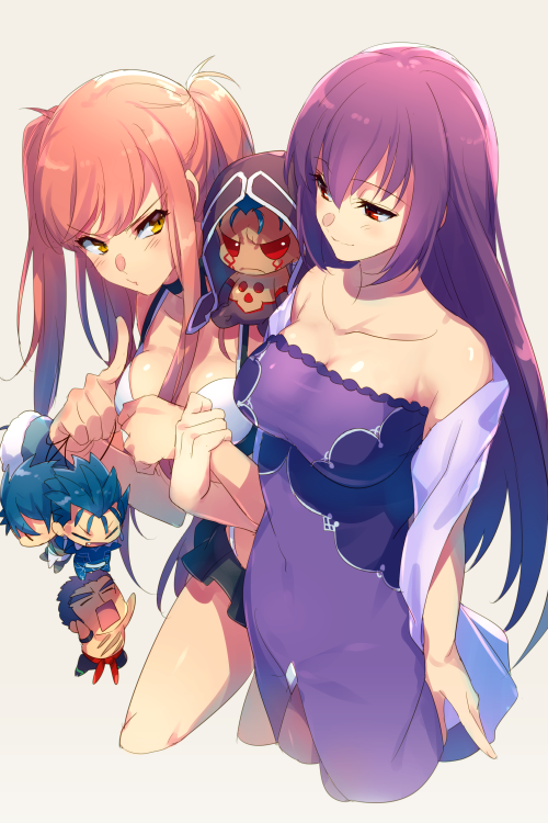 2girls, bangs, cis05, dress, fate/grand_order, fate_(series), medb_(fate)_(all), medb_(fate/grand_order)