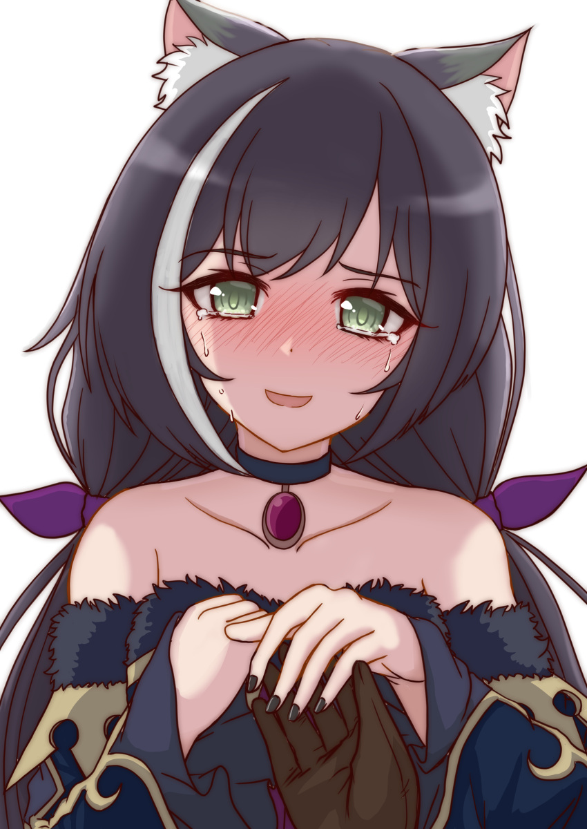 1girl, absurdres, animal_ear_fluff, animal_ears, bangs, birthday, black_hair, black_nails