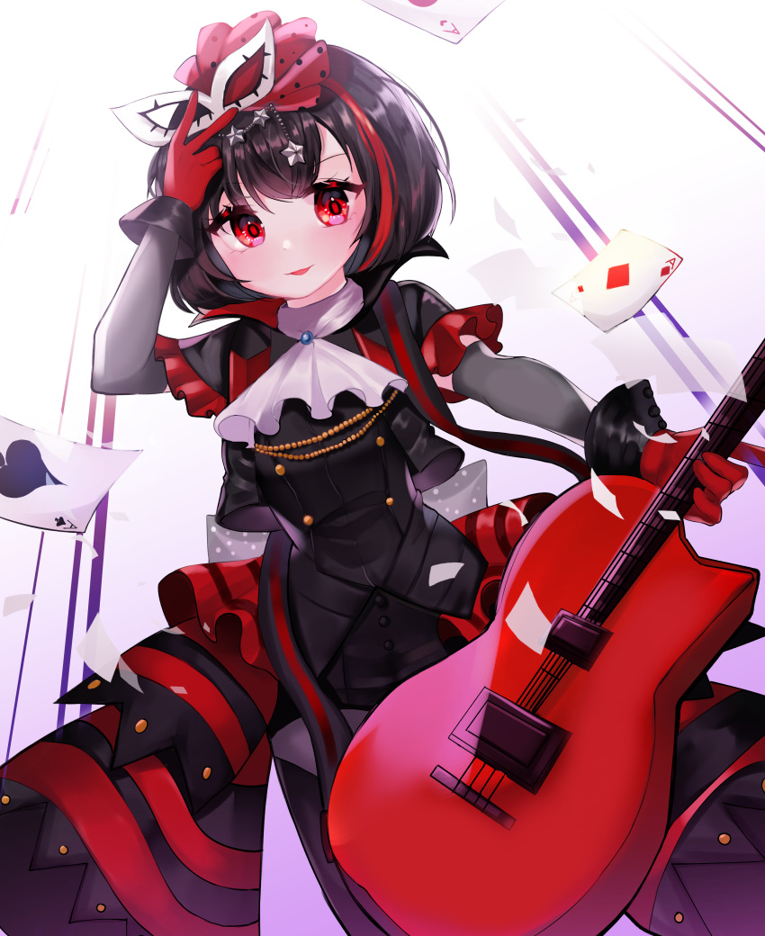 1girl, absurdres, amamiya_ren, amamiya_ren_(cosplay), atlus, bang_dream!, bangs, black_dress