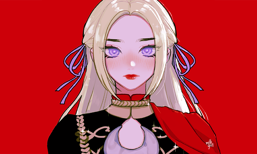 1girl, blonde_hair, blue_eyes, cape, cravat, edelgard_von_hresvelg, fire_emblem, fire_emblem:_three_houses