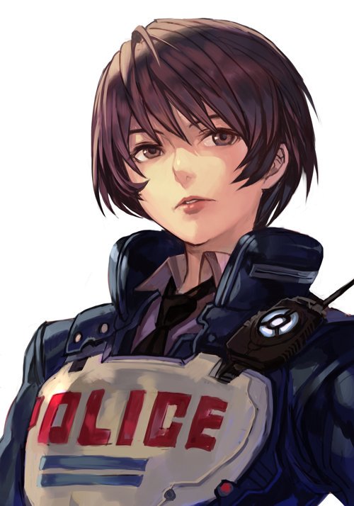1girl, akira_howard, astral_chain, brown_eyes, brown_hair, gloves, hankuri, jacket