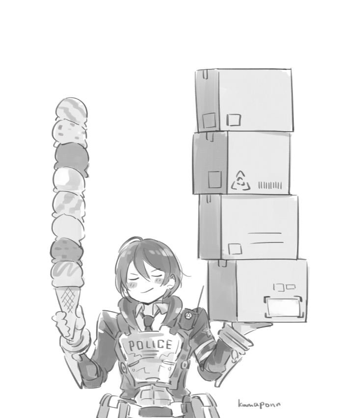 1girl, akira_howard, astral_chain, blush, box, closed_eyes, food, gloves