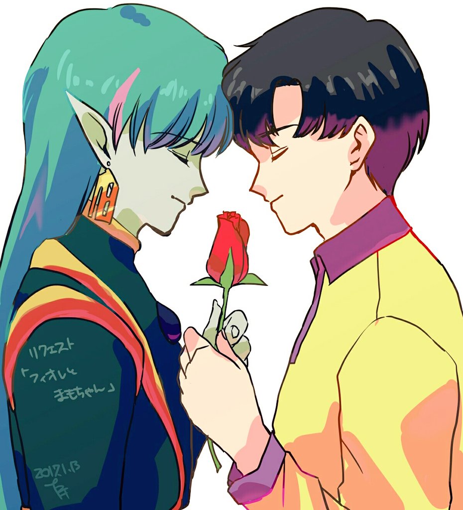 2boys, bishoujo_senshi_sailor_moon, black_hair, chiba_mamoru, closed_eyes, earrings, fiore_(sailor_moon), flower