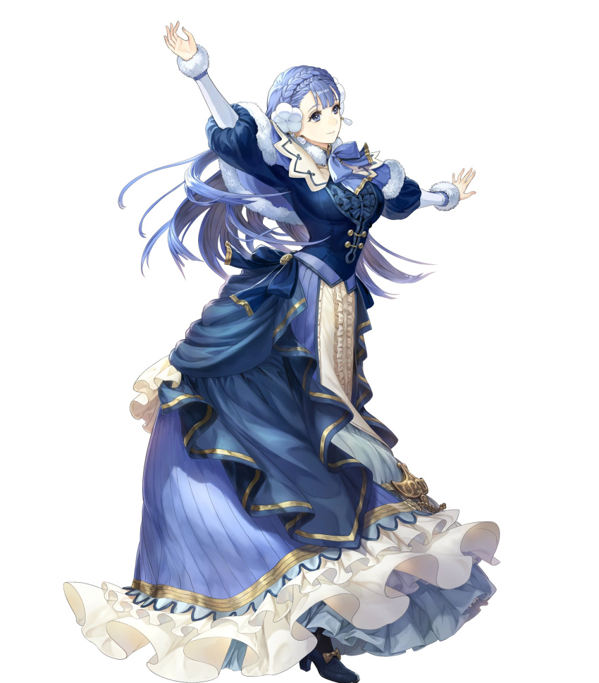 1girl, bangs, blue_dress, blue_eyes, blue_hair, bow, bowtie, braid