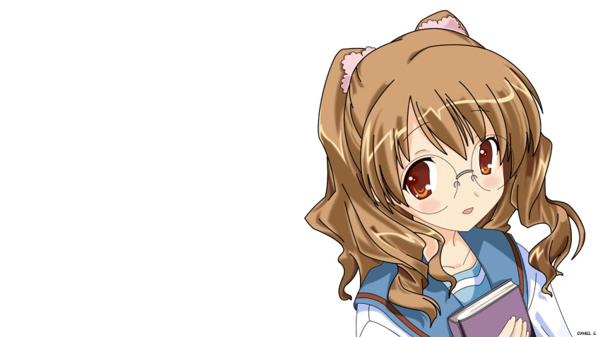 extra, glasses, highres, narusaki, narusaki_ayano, orange_eyes, school_uniform, suzumiya_haruhi_no_yuuutsu
