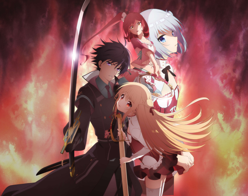 1boy, 3girls, absurdres, assassins_pride, elise_angel, highres, kufa_vaspir, merida_angel