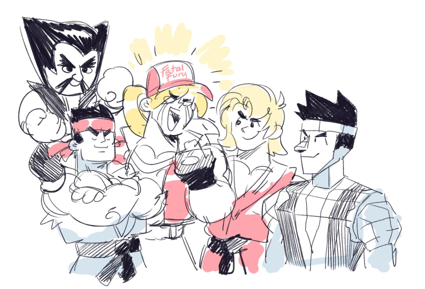 artist_request, bandai, bandai-namco_entertainment, baseball_cap, black_hair, blonde_hair, blue_eyes, brown_hair