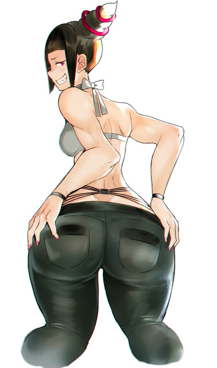 1girl, alternate_costume, ass, back, bracelet, butt_crack, casual, cropped_legs