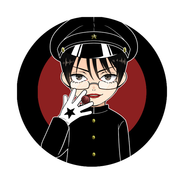 1boy, black_hair, brown_eyes, gakuran, glasses, hat, lips, litchi_hikari_club