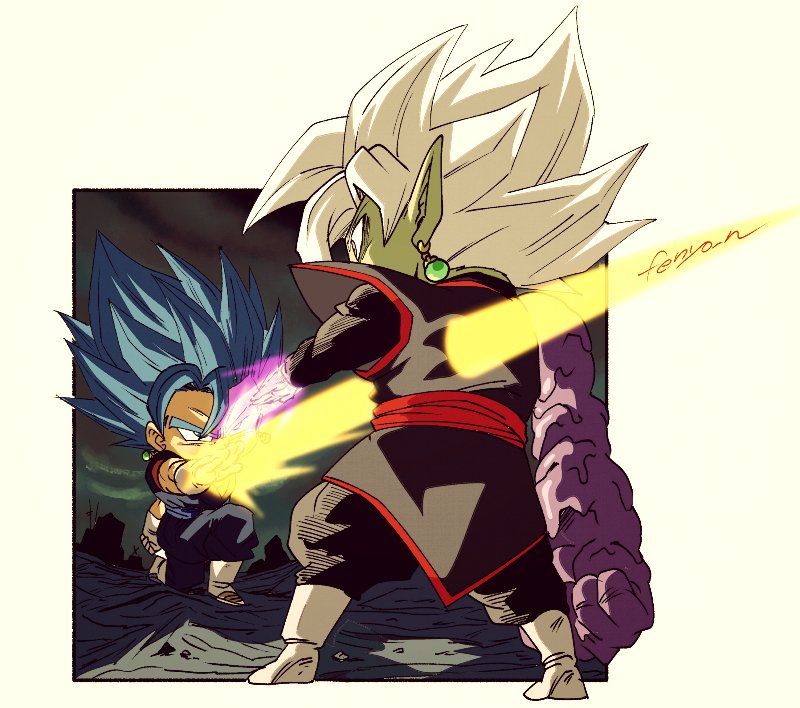 2boys, arm_at_side, black_pants, blue_hair, boots, chibi, city, commentary_request