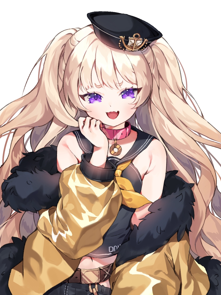 1girl, azur_lane, bache_(azur_lane), bare_shoulders, belt, black_sailor_collar, blonde_hair, cho_yeon26