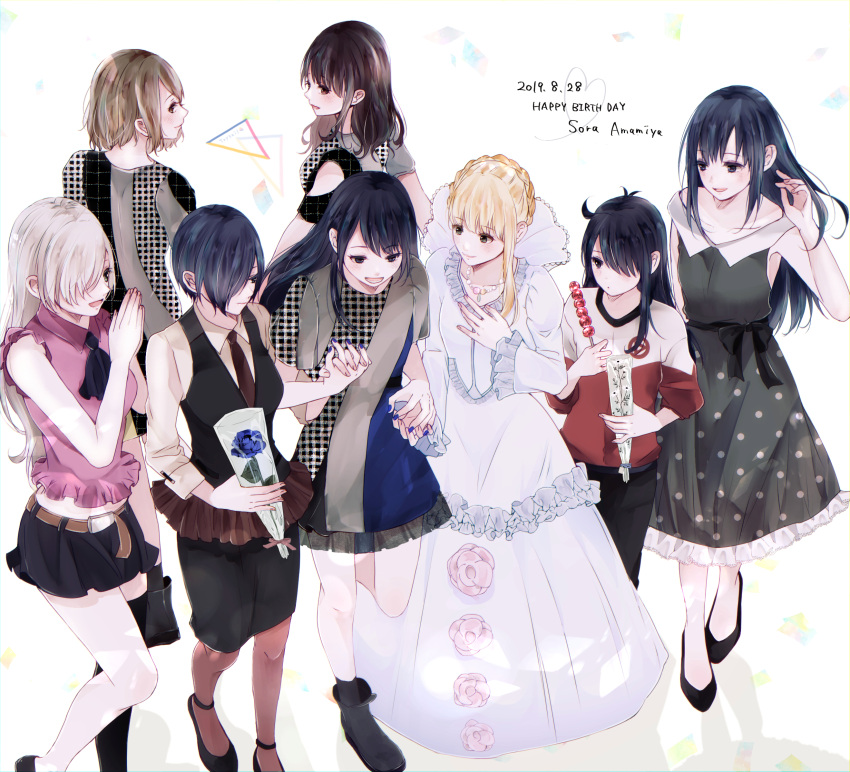 6+girls, aldnoah.zero, amamiya_sora, antenna_hair, asseylum_vers_allusia, bangs, bare_shoulders, belt