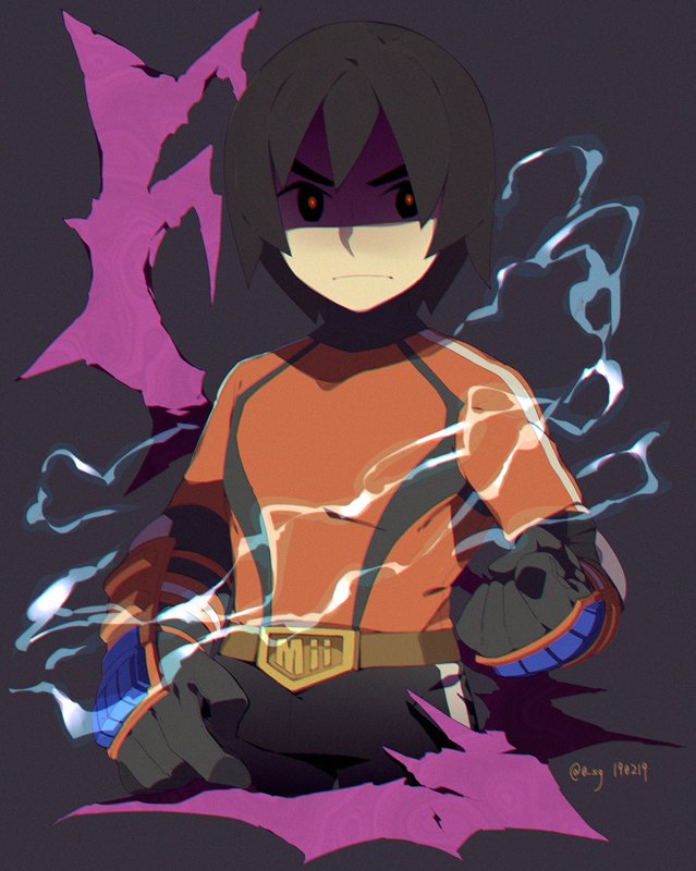 1boy, belt, black_hair, black_pants, clenched_hand, cropped_legs, male_focus, mii_(nintendo)