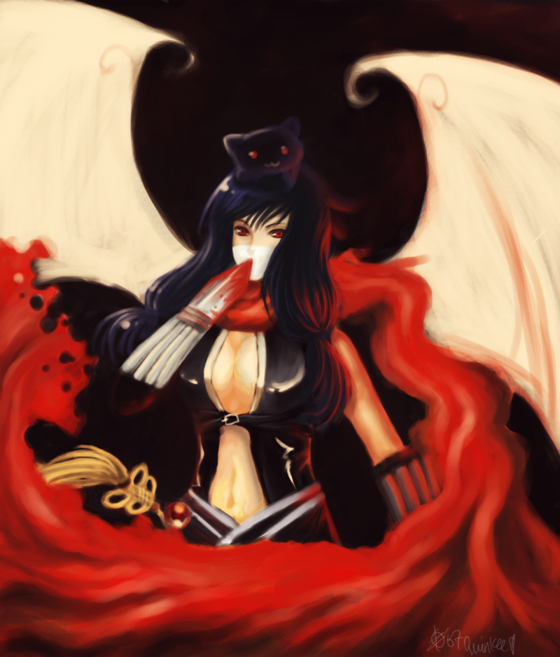 blood, blue_hair, hat, jamadhar, katar, long_hair, ragnarok_online, red_eyes
