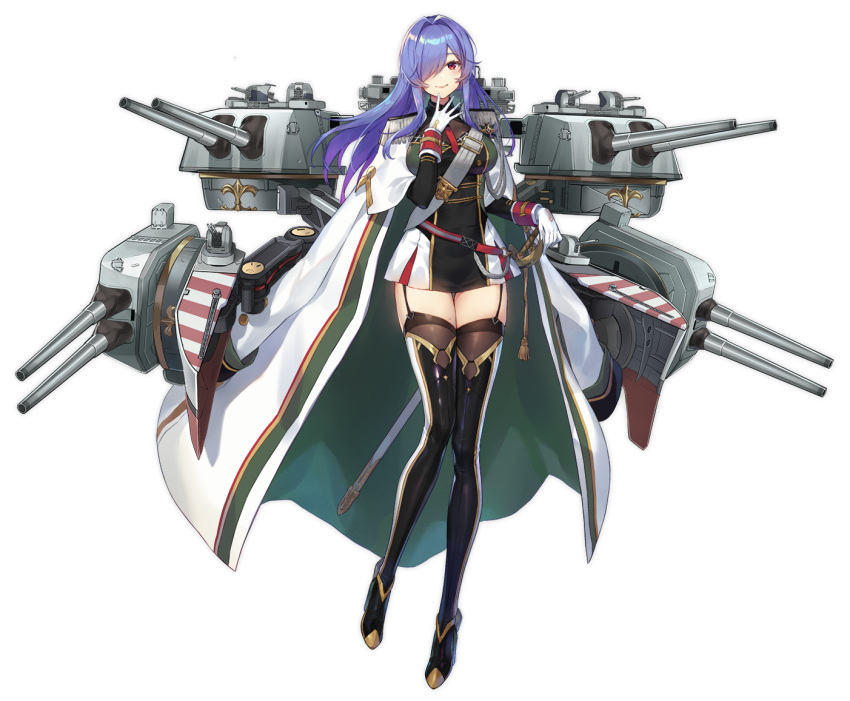 1girl, ankle_boots, artist_request, azur_lane, bangs, black_footwear, black_legwear, blue_hair